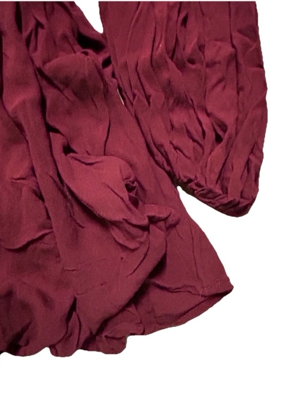 Women’s Free People Burgundy Tunic Length Blouse Ballon Sleeves Size Medium - Picture 2 of 4